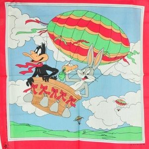 Vintage Bugs Bunny Daffy Duck Bandana Unhemmed Craft Square Official Warner